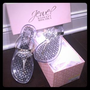 Badgley Mischka flat jelly embellished sandals
